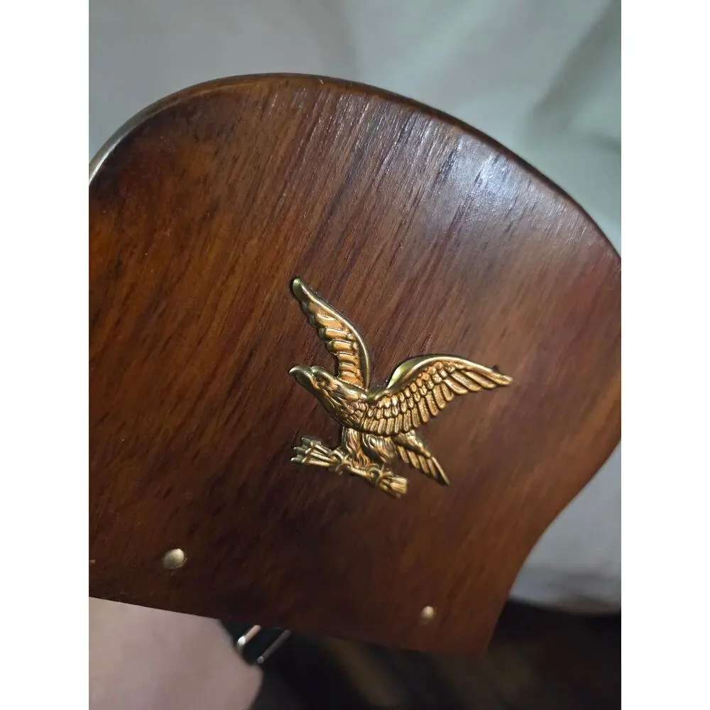 Vtg Mid century Eagle Wooden Brass Letter Recipe Napkin Holder